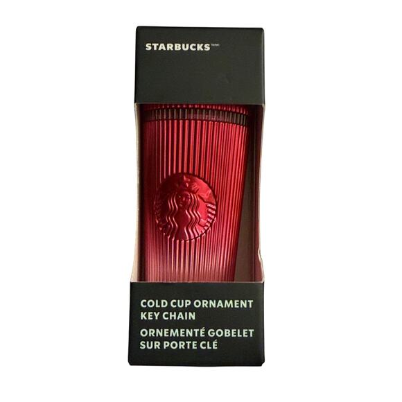 Starbucks 2024 Cold Cup Ornament Keychain Pink Ombré Pleated NEW - Picture 1 of 4